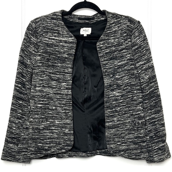 ARITZIA WILFRED Wool Space Dye Knit Tweed Open Front Collarless Blazer Jacket 6 - Picture 1 of 4